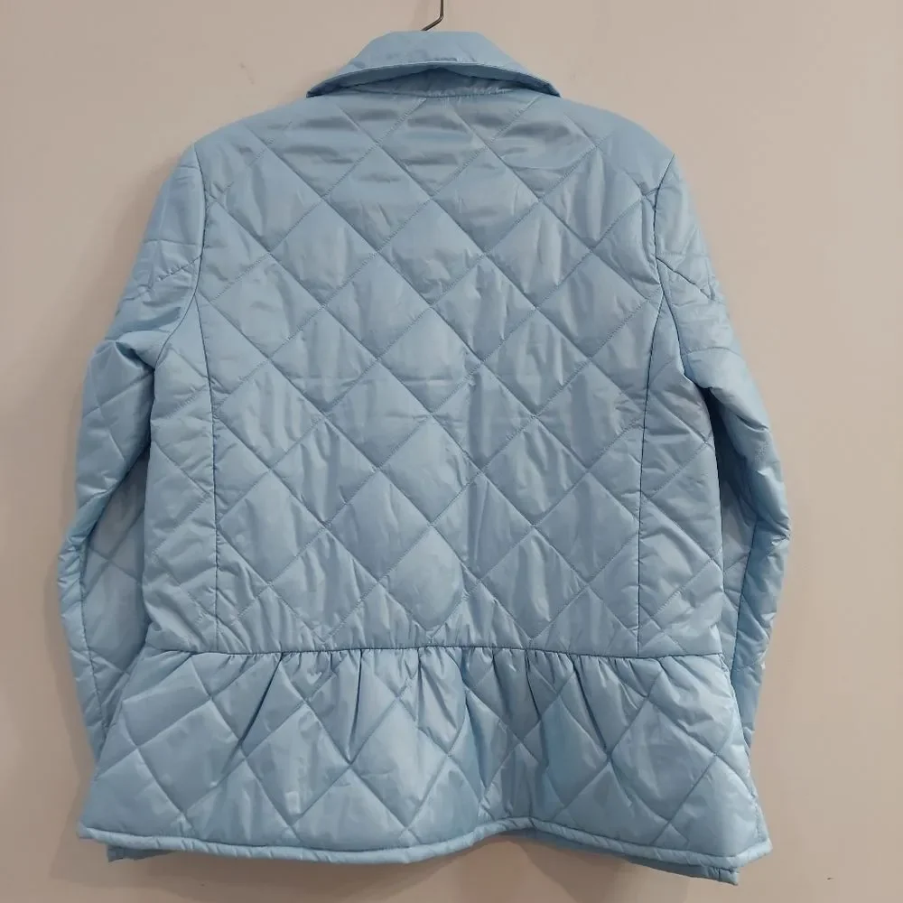 Crew Cuts Light Blue Quilted Peplum Barn Jacket Sz XL